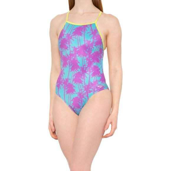 NWT Speedo Printed The One 462 One-Piece Swimsuit in‎ Mini Palms Size 24 NWT - Picture 1 of 10